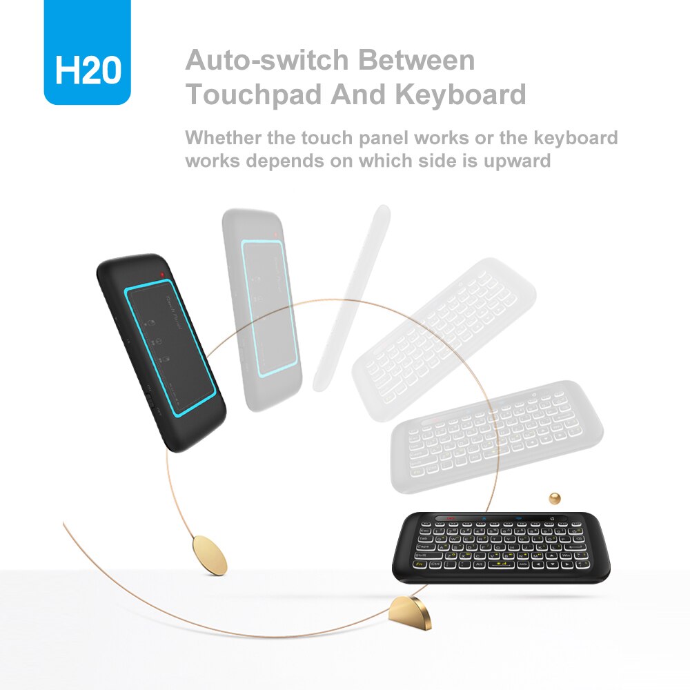 Wechip Backlit H20 Mini Wireless Keyboard 2.4Ghz Engels Air Mouse Ir Leren Met Touchpad Afstandsbediening Android Tv Box pk I8