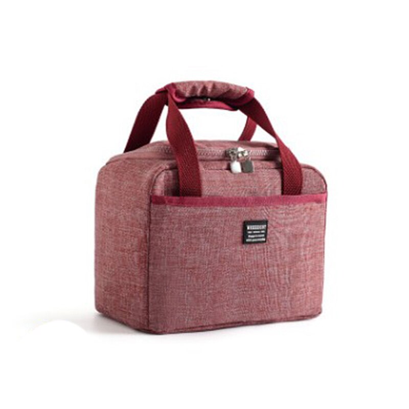 Portable Thermal Insulated Lunch Box Tote Cooler Handbag Bento Pouch Dinner Container School Food Storage Bags: Wine Red