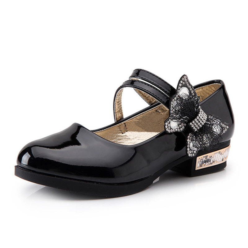 Rouge noir enfants filles chaussures en cuir enfants à talons hauts filles princesse chaussures pour fête mariage grandes filles chaussures de danse 4-16T