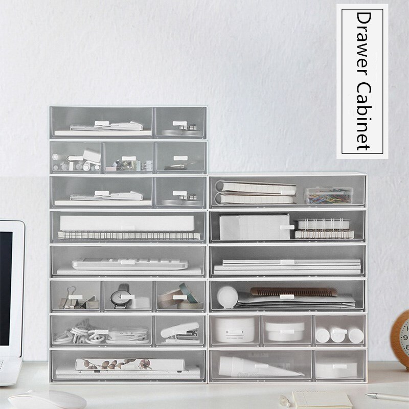 Simple Multi-cell Storage Box Desktop Miscellaneous Stationery Plastic Storage Box Student Dormitory Compartment Storage Cabinet