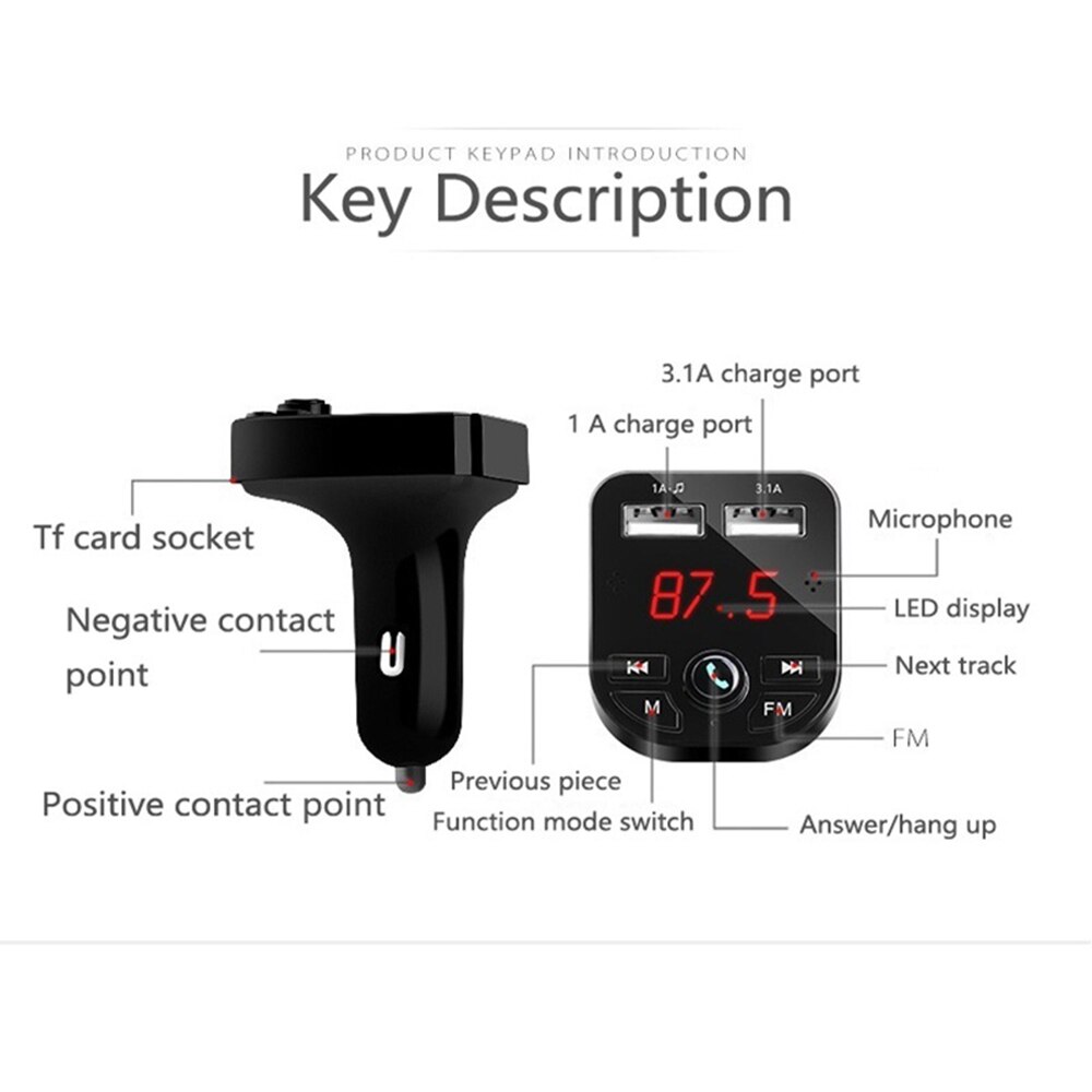 Car MP3 Player Bluetooth FM Transmitter Hands-free Car Audio Bluetooth 5.0 MP3 Dual USB Car Charger Car accessories Car styling