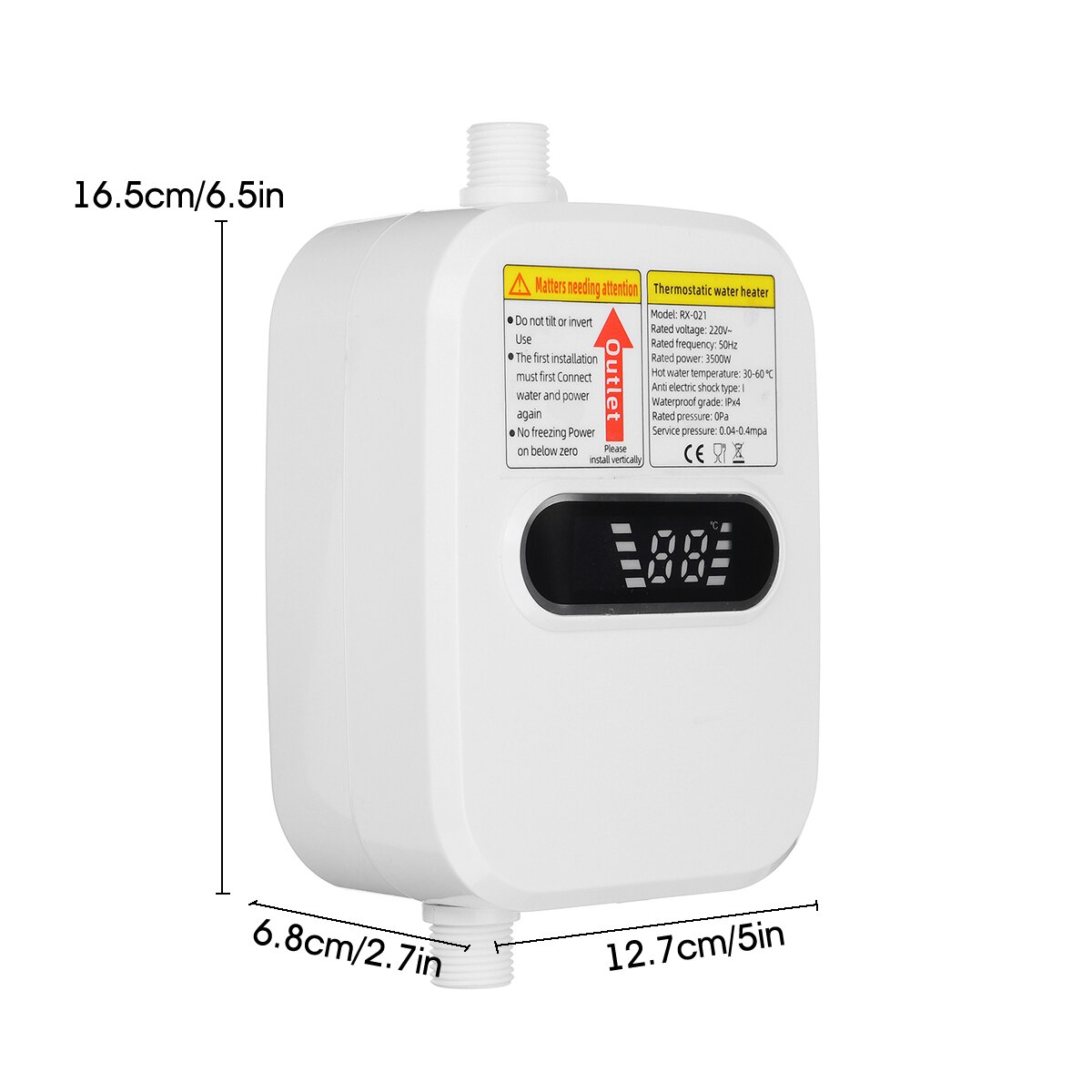 220V 3500W Mini Boiler Elektrische Tankless Huishoudelijke Badkamer Kraan Met Douchekop Lcd Temperatuur Display