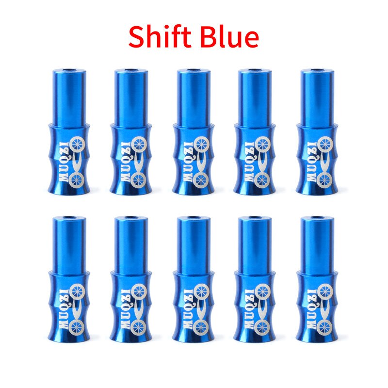 Muqzi 10 Stuks Kabel Cap Fiets Brake Cable End Cap Shift Draad End Cap 4Mm 5Mm Aluminium mountain Road Fiets Behuizing Onderdelen: Blue Shifting