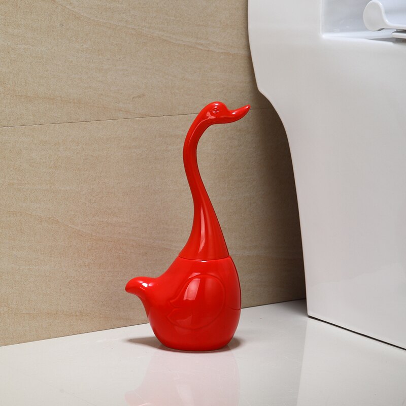 Keramisk plast svane toiletbørsteholder badeværelse sjovt rengøringsværktøj til husholdningsrens børste dropshippingwy 6080: Rød