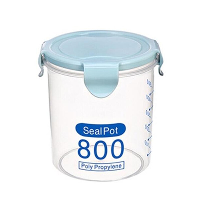 600-1500ml Food Storage Container Kitchen Refrigerator Food Noodle Sealing Box Preservation Fresh Pot Tank Boxes Organizer: blue- 800ml