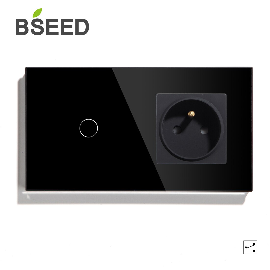 BSEED Touch Light Switch 1 Gang 2 Gang 3 Gang With FR Wall Socket White Black Gold Wall Sensor Switch Crystal Glass Panel Home