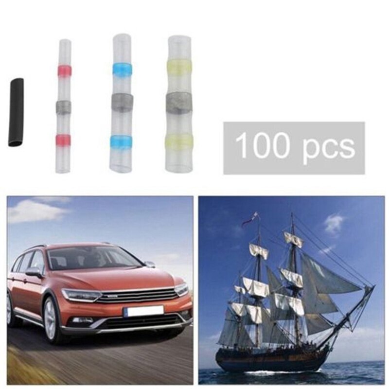 100PCS Waterproof Solder Ring Solder Ring Heat Shrinkable Tube Combination Heat Shrinkable Tube Take Over Waterproof Terminal