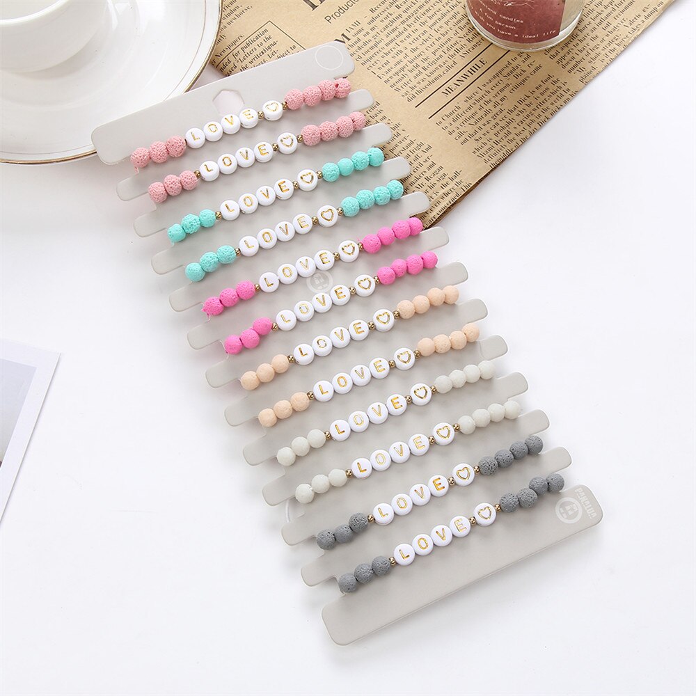 Boho 12 stuks/partij dames heren liefdesbrief kralen bedels armband set gevlochten verstelbare touwketting handgemaakte paar enkelband strandsieraden
