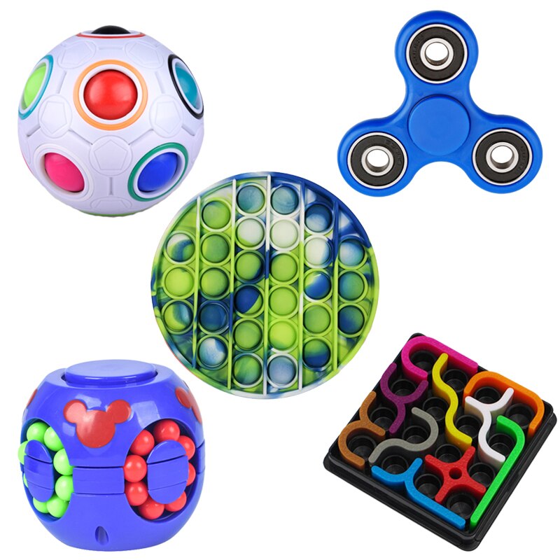 5 unids/set fidget pack de juguetes antiestrés adultos interactivo para niños sensorial de estrés socorro juguete de Fidget fidget spinners prensa bola: 3