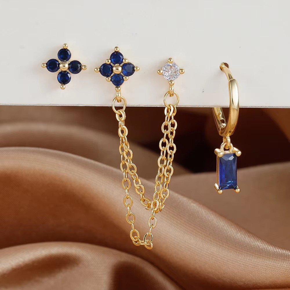 3 uds exquisito acero inoxidable 12 constelaciones pendientes de piedra natal conjunto para mujer Piercing de cartílago pendientes joyería de