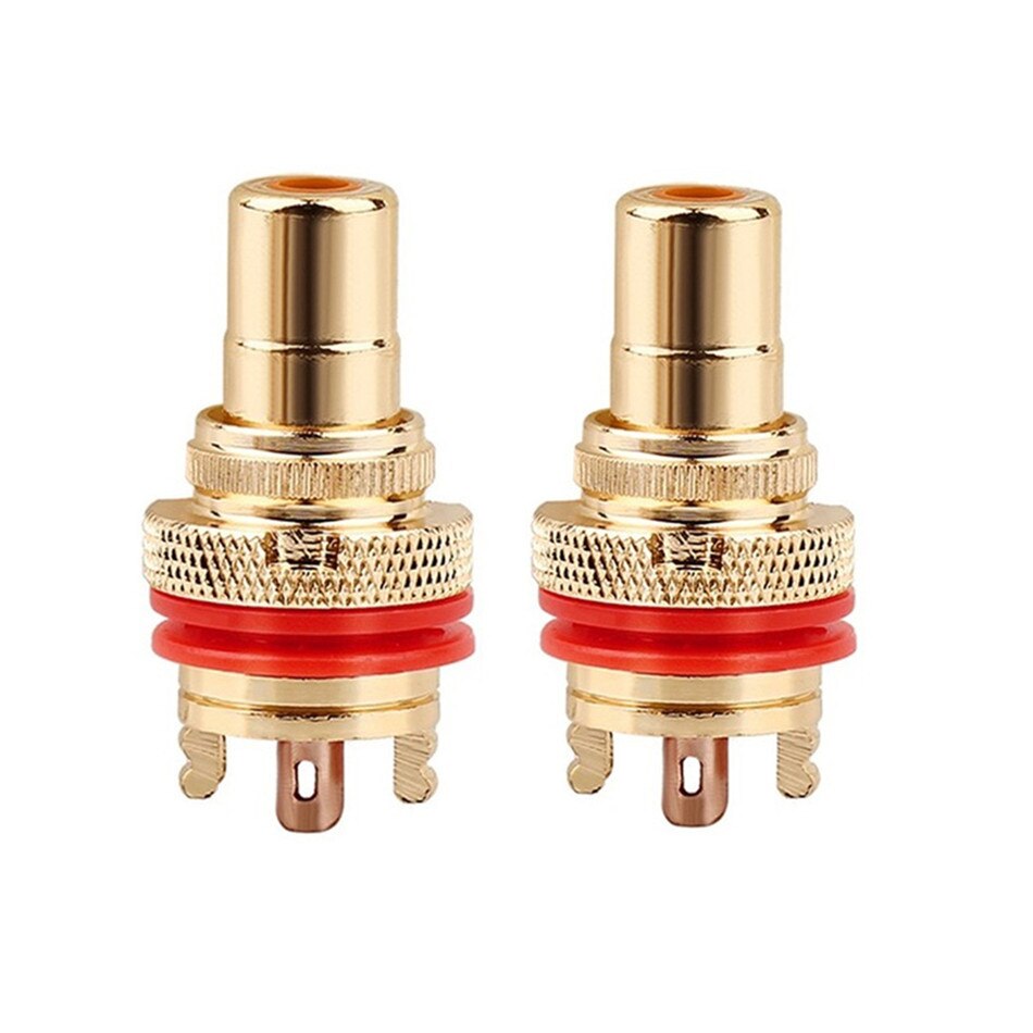 Conector de vídeo de cobre CMC RCA hembra, toma de Terminal AV, Conector de vídeo brillante/Dumb/rodio plateado, cobre púrpura, 32mm, HiFi, 2 uds.: Red Bright