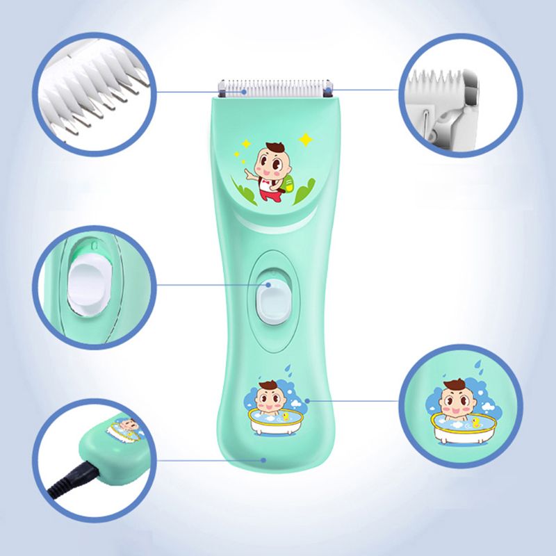 Electric Baby Hair Clippers Powerful Waterproof Trimmers Low Noise Cutter Kit