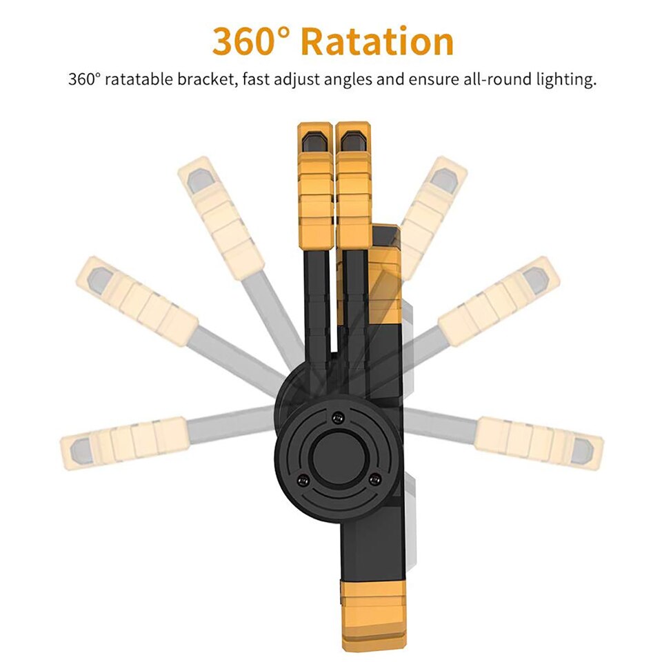 LED Work Light USB Rechargeable Flood Light Folding Portable Waterproof 2 COB 2000LM Working Lights for Outdoor Camping Hiking