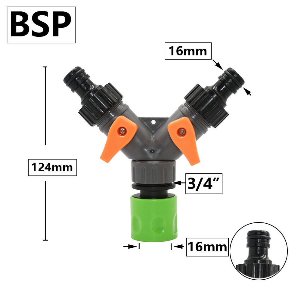 Garden Tap Water Splitter 1/2" 3/4" Female Thread 2-Way Garden Hose Y Type Watering Adjustable Switch Water Controller Valve: Red