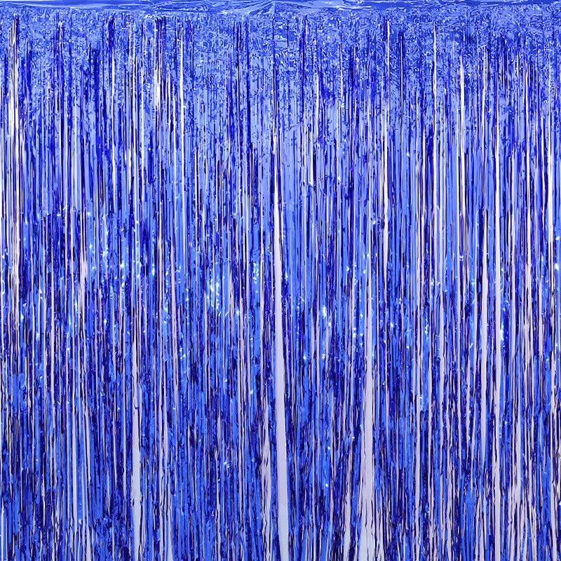 Party Backdrop Glitter Gold Curtains Wedding Birthday Anniversary Tassel Background Decoration Favors Coloured Ribbon Drapes: Royal Blue Color