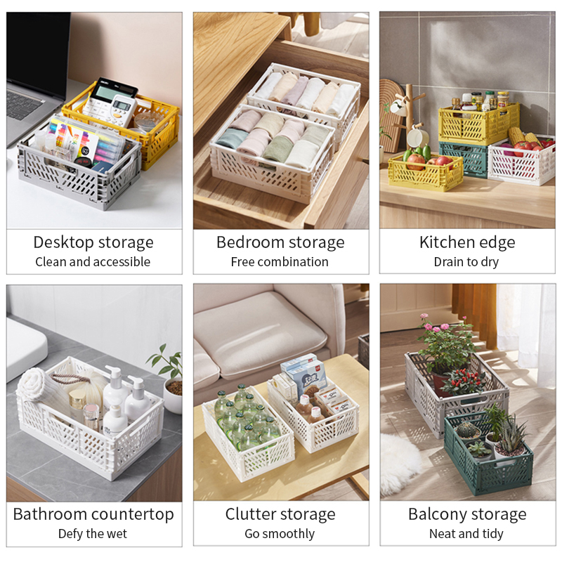Table Top Folding Storage Basket Stackable Makeup Jewellery Toys Box Cosmetic Container Desktop Holder Crate Folding Box Basket