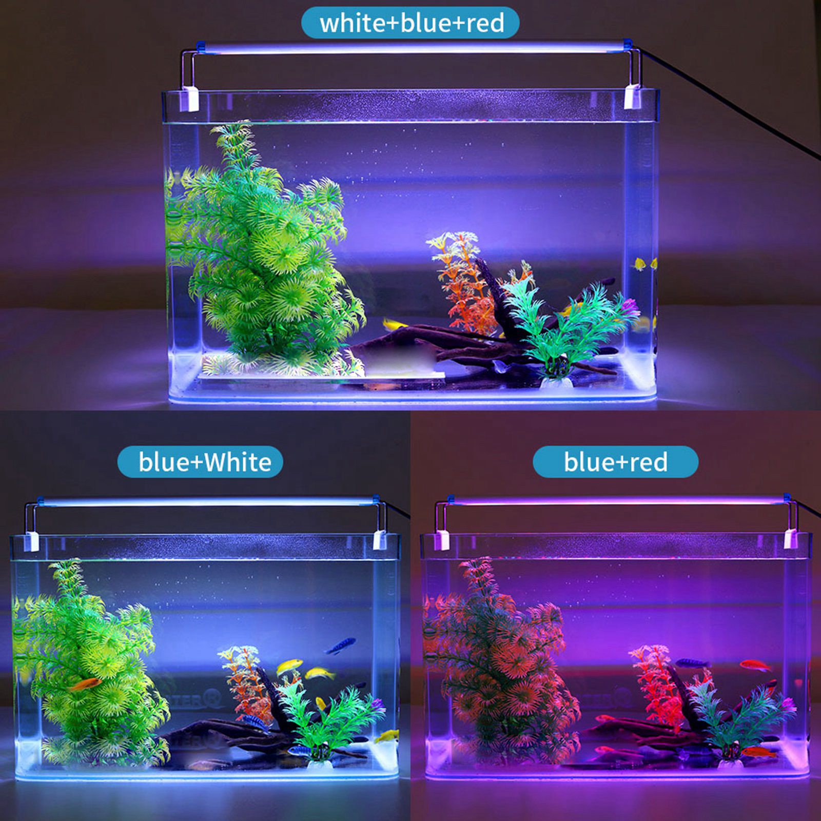 Aquarium LED Light Super Slim Fish Tank Aquatic Plant Grow Lighting 18-48cm Clip on Bracket Lamp For Marine Reef Aquarium