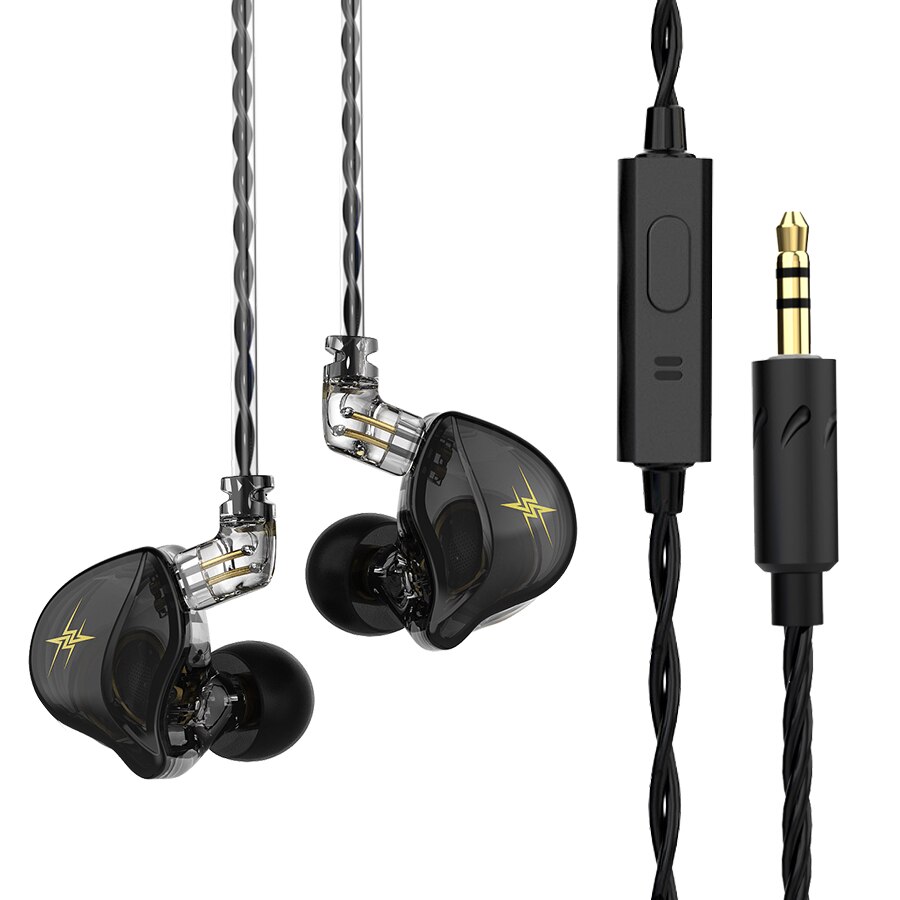 QKZ-auriculares ZXT con controlador Dual HiFi, cascos con cable desmontable con micrófono, reducción de ruido, Monitor de música, EDX: Negro