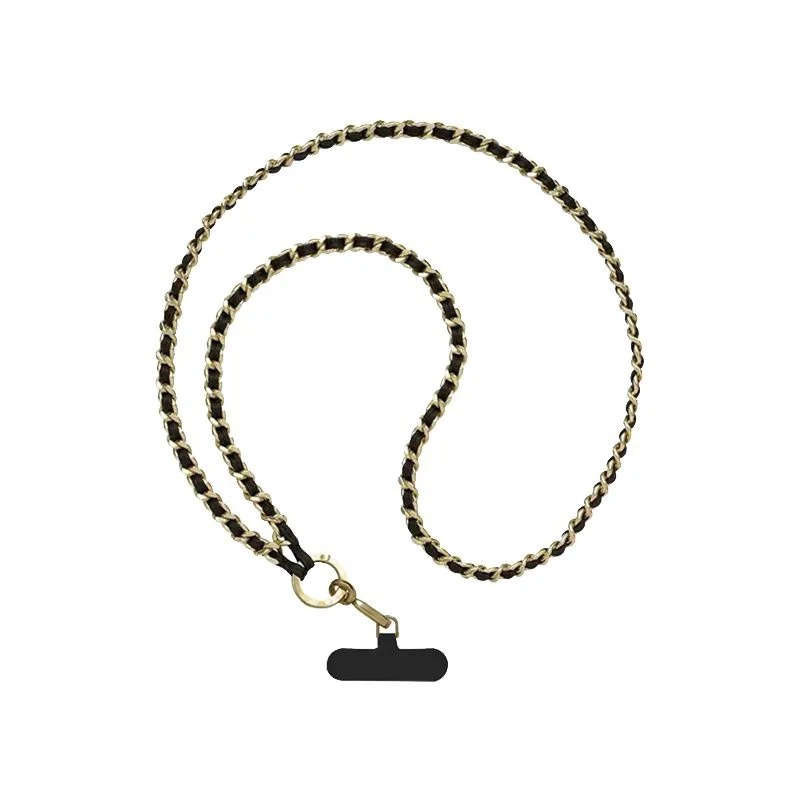 Gouden en zilveren metalen lange ketting, universele telefoonkoord, telefoonhanger.: Hemelsblauw