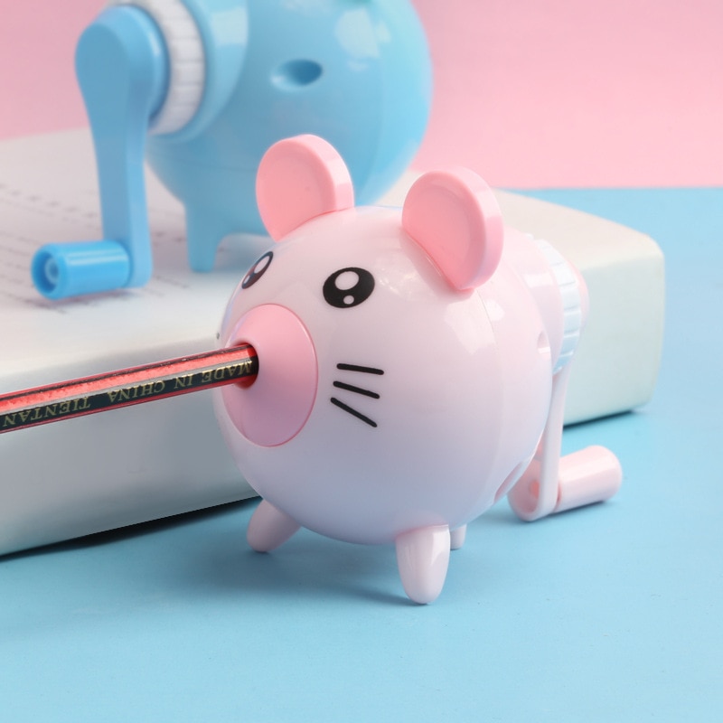 Animal mouse robô manivela lápis apontador de mesa manual apontador de lápis escritório material escolar estacionário crianças presentes