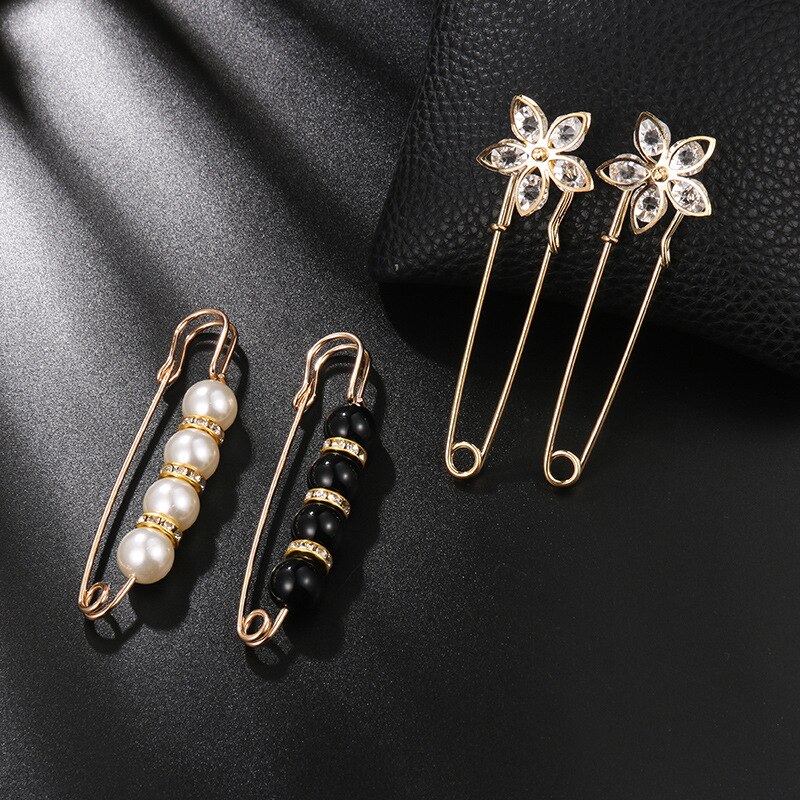 1 set parel broches spelden voor vrouwen jurk anti-reflectie strass decoratie gesp broche speld hijab spelden accessoires