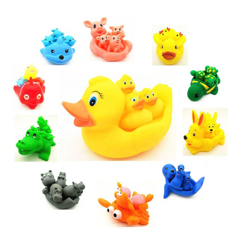 4pc/ parti badelegetøj brusevand flydende knirkende farverige gummidyr babylegetøj vandlegetøj brinquedos til badeværelse