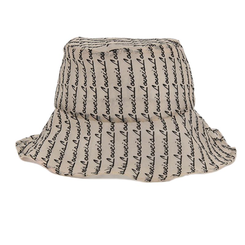 Vrouwen Mode Brieven Dunne Organza Visser Hoed Ademend Emmer Cap Zonneklep