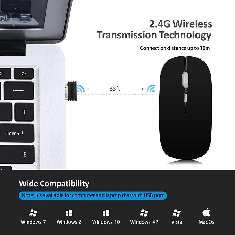 Draadloze Bluetooth Muis Draadloze Stille Computer Muis Voor Pc Laptop Mause Oplaadbare Ergonomische Muizen Optische Usb Muis