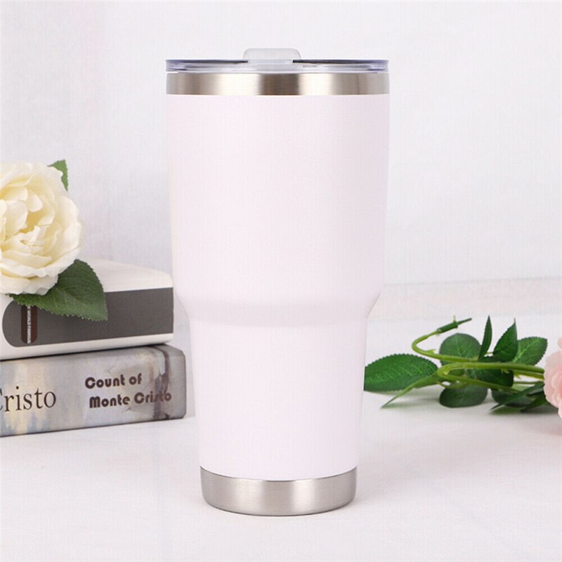 Double Wall Insulation Stainless Steel Tumbler Vacuum Travel Mug Coffee 30oZ Tumbler Insulated Stainless Steel Thermal Drink Cup: White