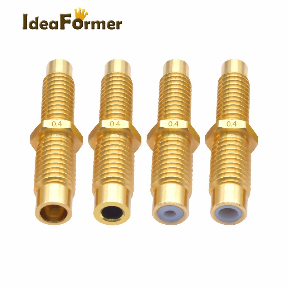 3D printer Nozzle V6 M6 0.4mm Integral Copper Nozzle with Throat 0.4mm nozle for 1.75mm/3mm Filament for 3D printer parts