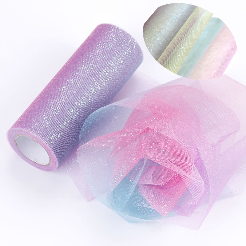 6 tommer glitter regnbue tulle rulle krystal paillet organza diy håndværk tutu nederdel til bryllupsfest indretning