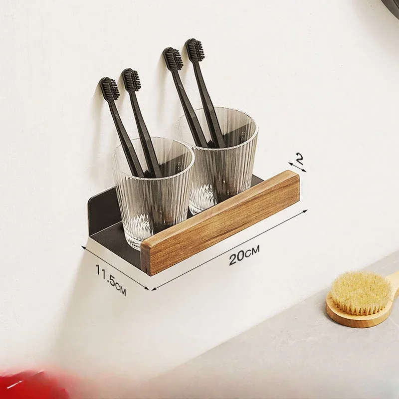 Houten Badkamerplank, Opberghouders Rek Aan De Muur Gemonteerde Badkamerplanken, Opbergrek Voor De Badkamer: Light Grey