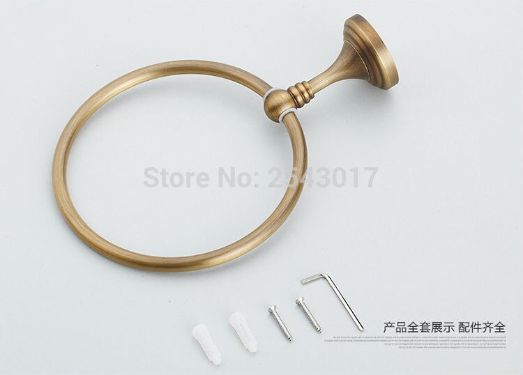 Badkamer Koperen Handdoek Ring Antiek Messing Retro Stijl Wandmontage Handdoekenrek Handdoek Bar ZR2201