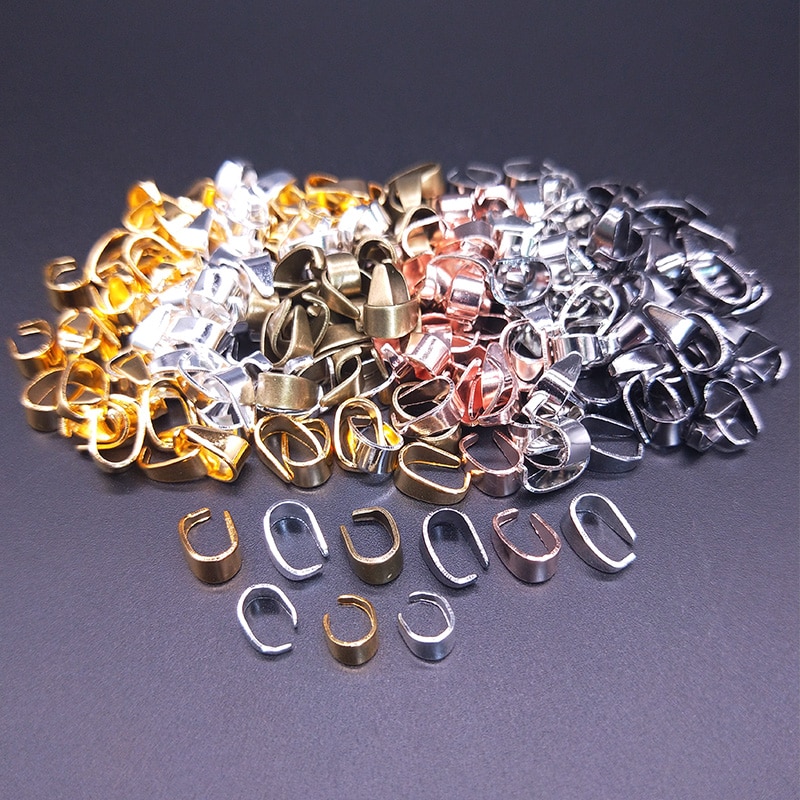 50pcs 7X4/9X5mm Necklace Pendant Connectors Pendant Clip Clasp Pinch Clip Bail Buckle Hanging Jewelry Findings DIY Accessories