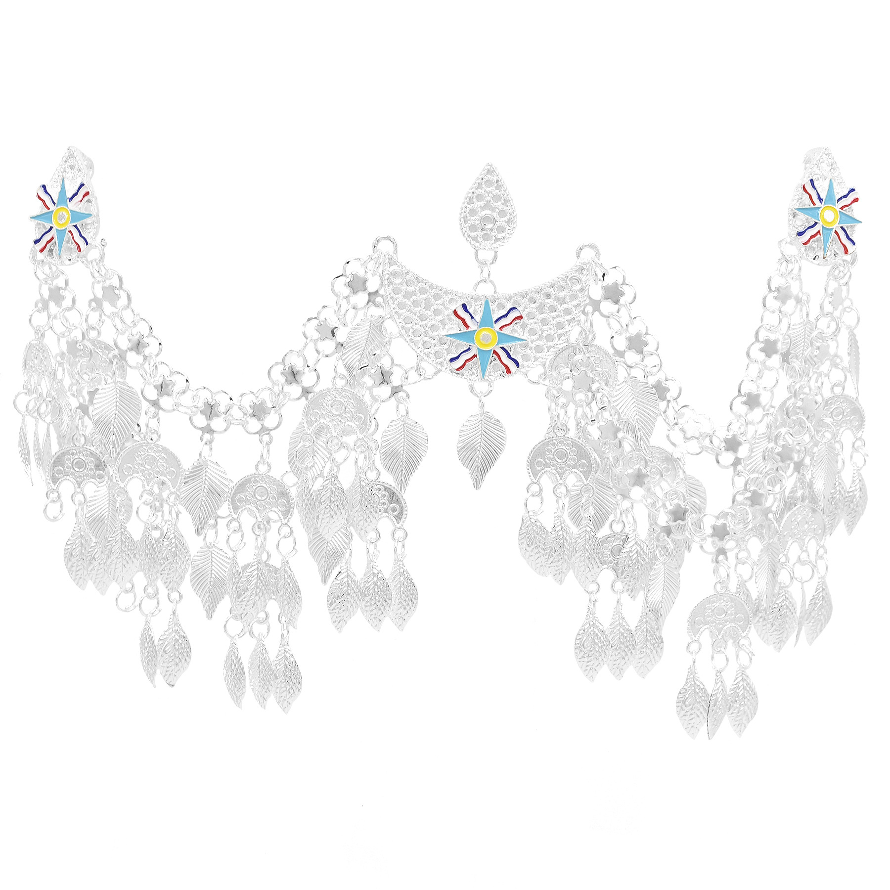 Cadena de cintura chapada en plata brillante para mujer, cadenas para el cuerpo de y pesadas, joyería para el cuerpo india Tribal étnica Vintage: Pistola negra plateada
