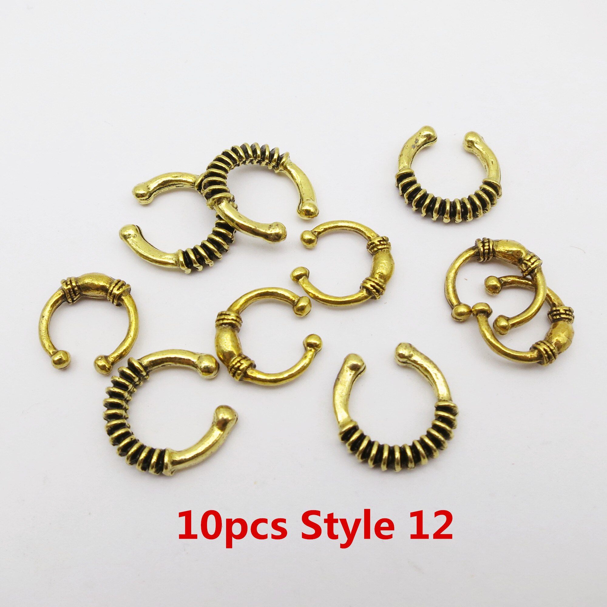 10Pcs/Pack adjustable viking hair dread Braids dreadlock beard Beads cuffs clips for Hair Rings women men accessories: 10pcs Style 12