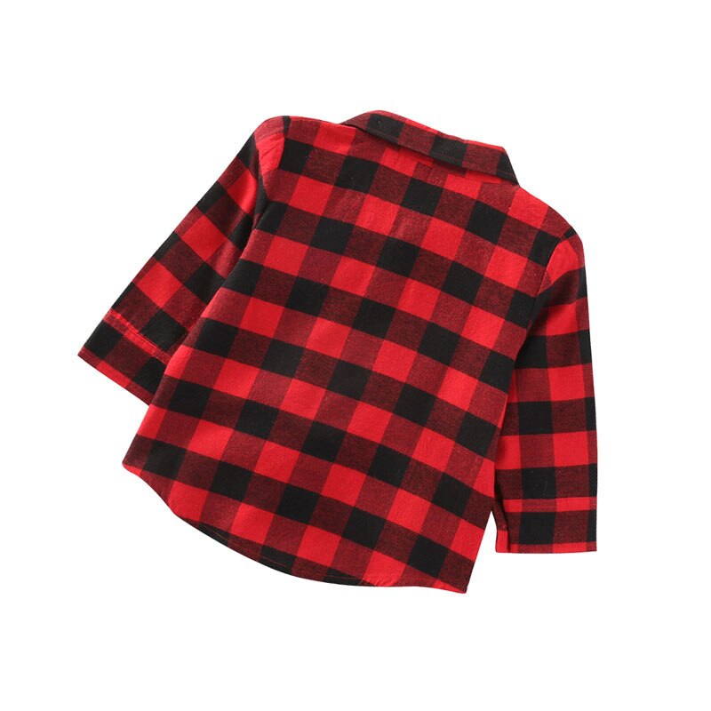 Kinderkleding jongens meisjes katoenen lange mouwen overhemd geruite ruit top blouse kinderkleding