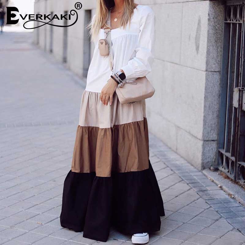 Everkaki Patchwork robe Maxi ample femmes Boho Ves... – Grandado