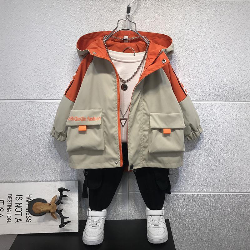 2022 jesień Kdis ubrania duża kieszeń kurtki berbeć chłopcy stroje moda koreańnarty nastolatki chłopiec odzież z kapturem