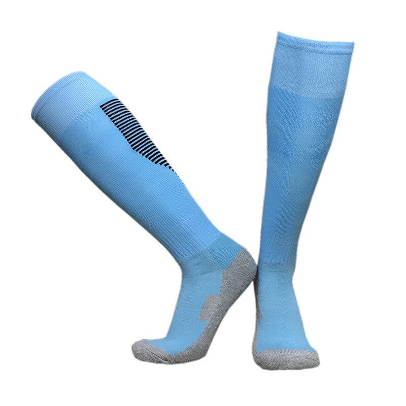 5 Pairs/lot Spring Autumn Sports Socks Men Football Socks Women's Towel Bottom Long Knees Breathable Basketball Socks HEQ550: Blue black stripes