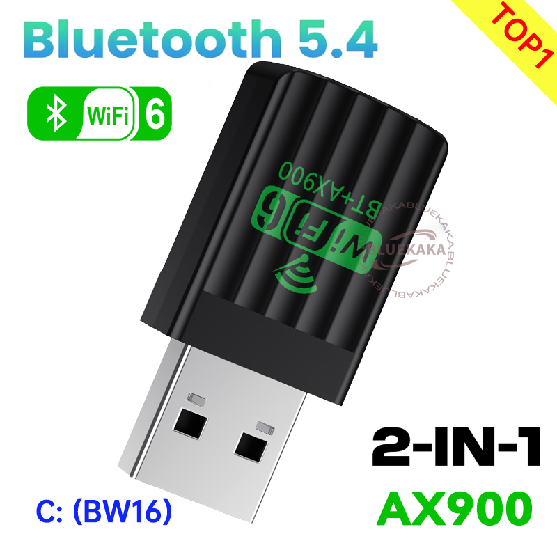 drivervrije 2IN1 900Mbps USB-adapter Bluetooth 5.4 Dongle Adaptador Dual Band WiFi6 voor pc-laptop Draadloze luidspreker Audio-ontvanger Zender voor Win10/11: groen