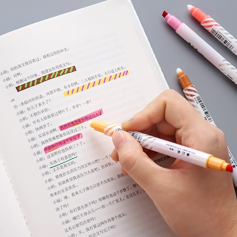 Hk 12 stk farveskiftende highlighter lyse farver fluorescerende pen japansk slik farve sød kunsttegning markør pen papirvarer