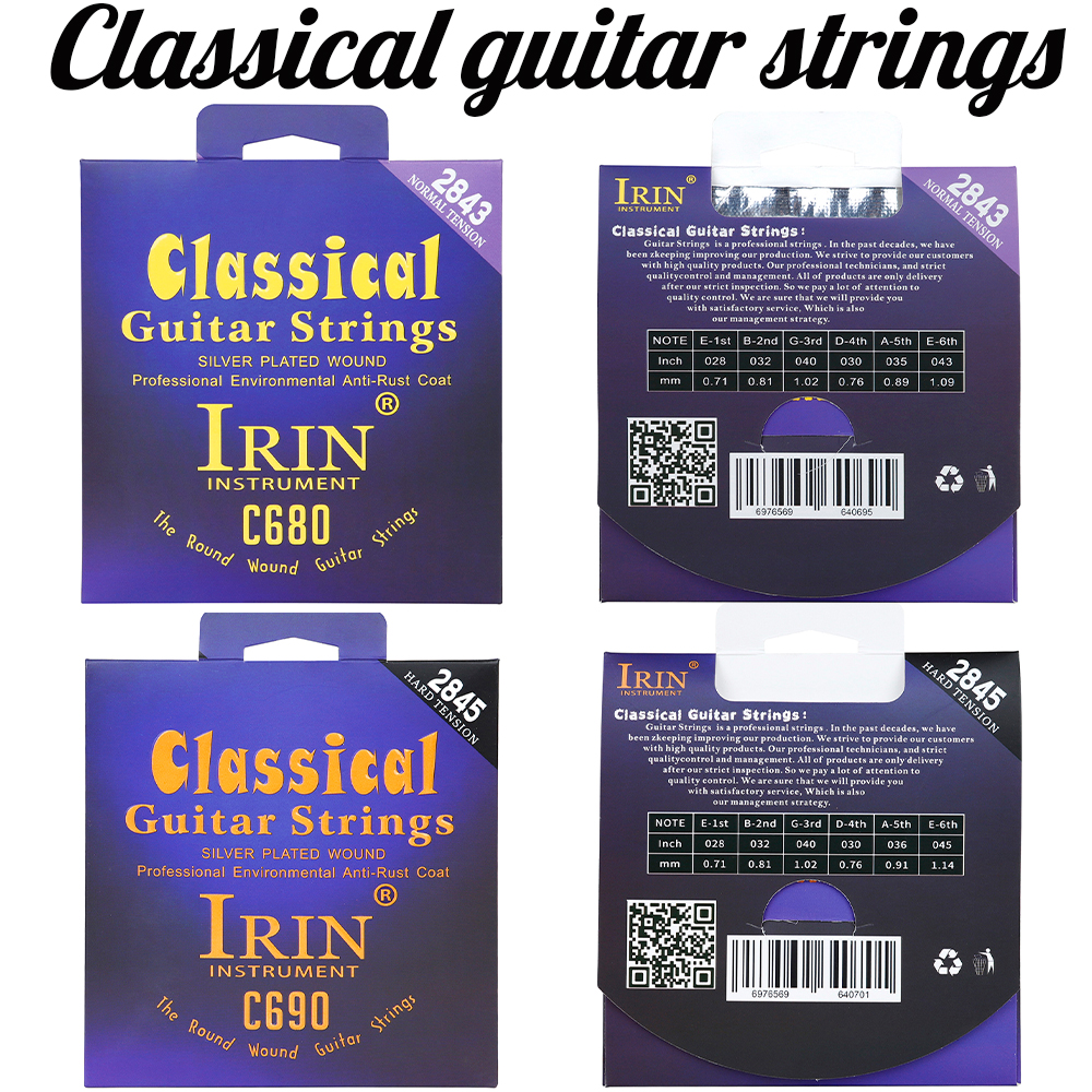 IRIN Classical Guitar Strings Set Nylon+Silver Plated Winding Classical Guitar Strings 1-6 String Guitar Accessories