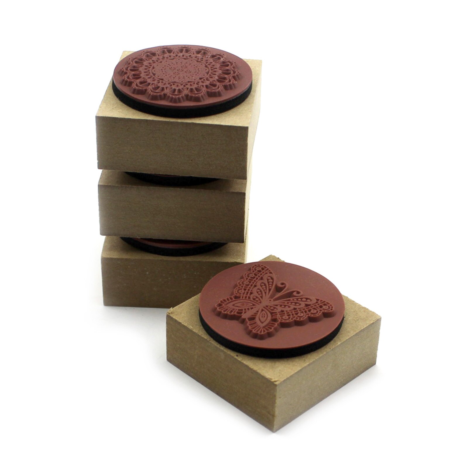 Wood Stamp Seal With Inkpad DIY Retro For Message Board, Diaries Wooden Butterfly Theme: Butterfly