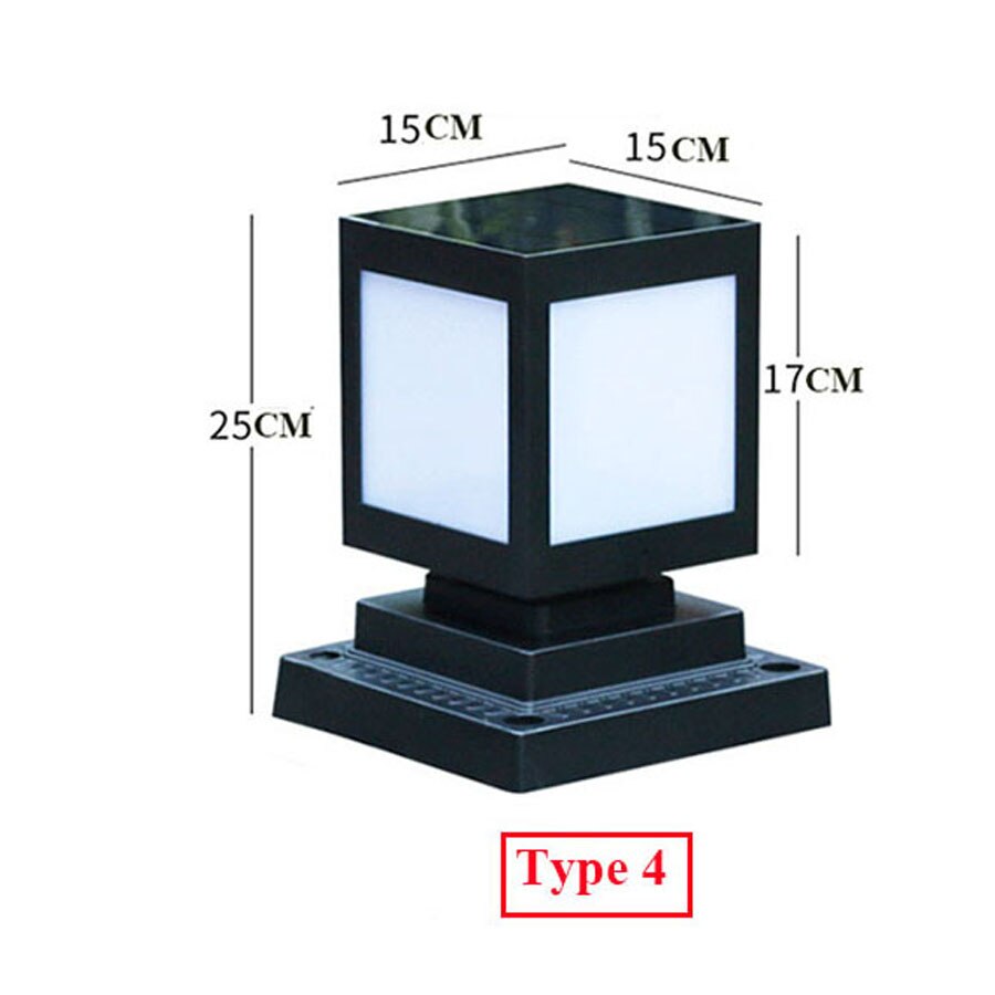 BEIAIDI Outdoor Solar Garden Fence Pillar Lamp Waterproof Villa Parking Courtyard Gate Column Light Pool Street Post Cap Lamp: Type 4 / White