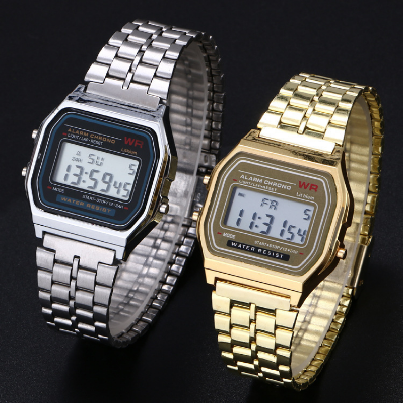 F91w digitale herreure luksuriøst rustfrit stål armbåndsur armbånd forretnings elektronisk herreur reloj hombre