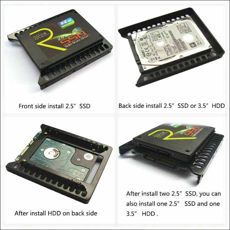 Dual 2.5" SSD SATA HDD To 3.5" Mount Adapter Hard Drive Bracket For PC 2.5 inch SSD HDD to 3.5 inch desktop dock storage bays