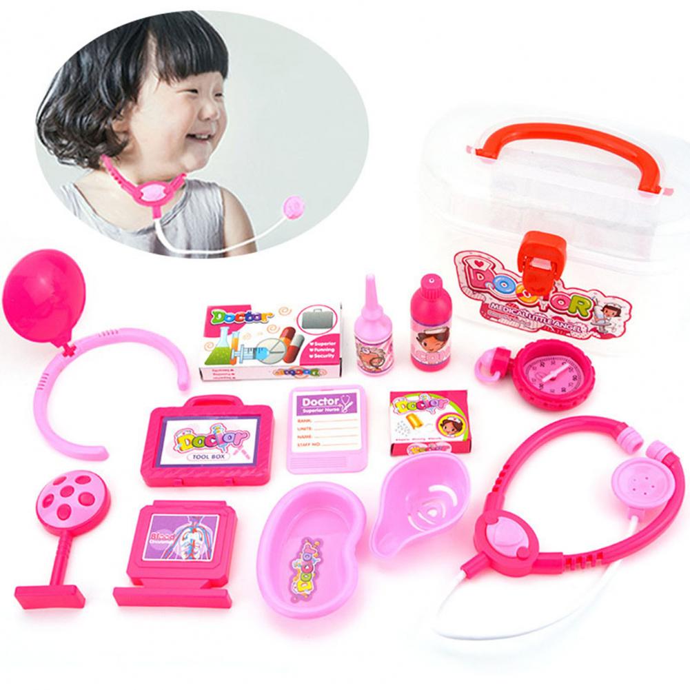 17Pcs/Set Mini Doctor Toy Pink Rich Accessories Simple Pretend Play Doctor Toy Kit for Entertainment