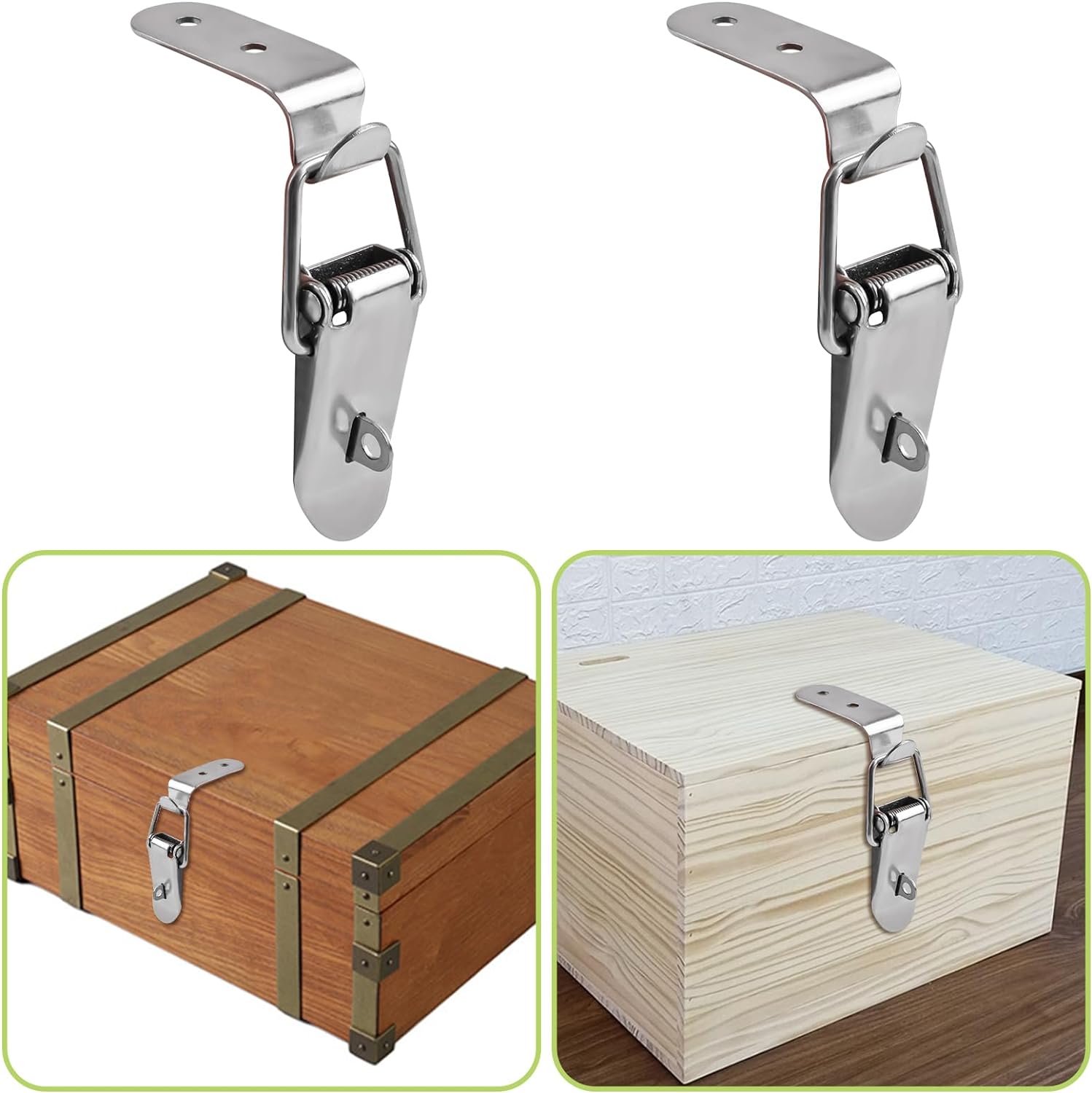 4pc 90 Degree Hook Lock Bolt Stainless Steel Safety Angle Locking Latch Buckle Loaded Toggle Latch for Door Toolbox Windows Case