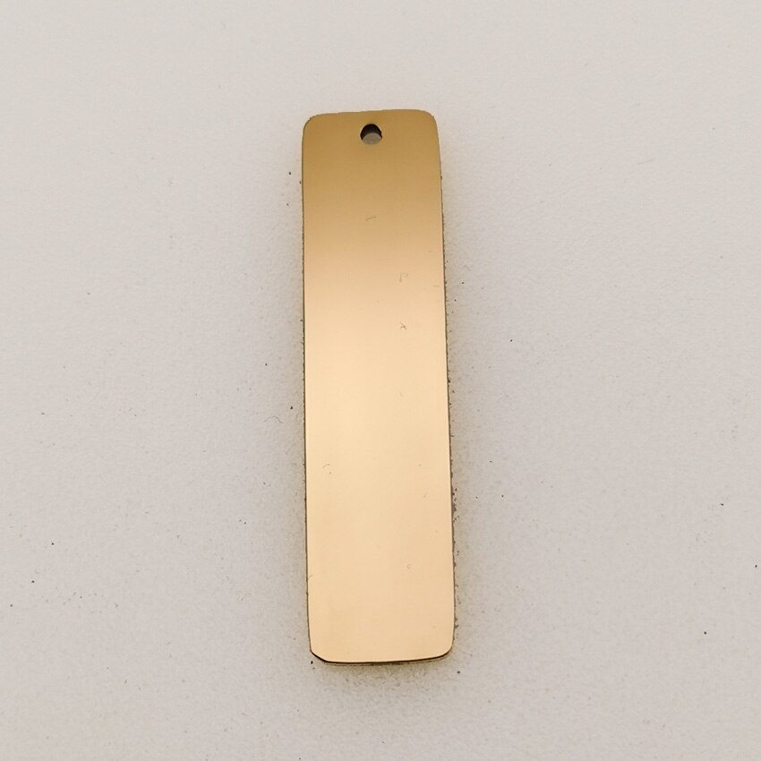 Stainless Steel Custom Rectangle Charms 10*40mm Necklace Keychain Pendant High Polish Mirror Surface Charm